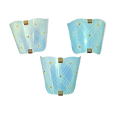 Three vintage wall lamps in perspex and brass Rockabilly style, France 50's