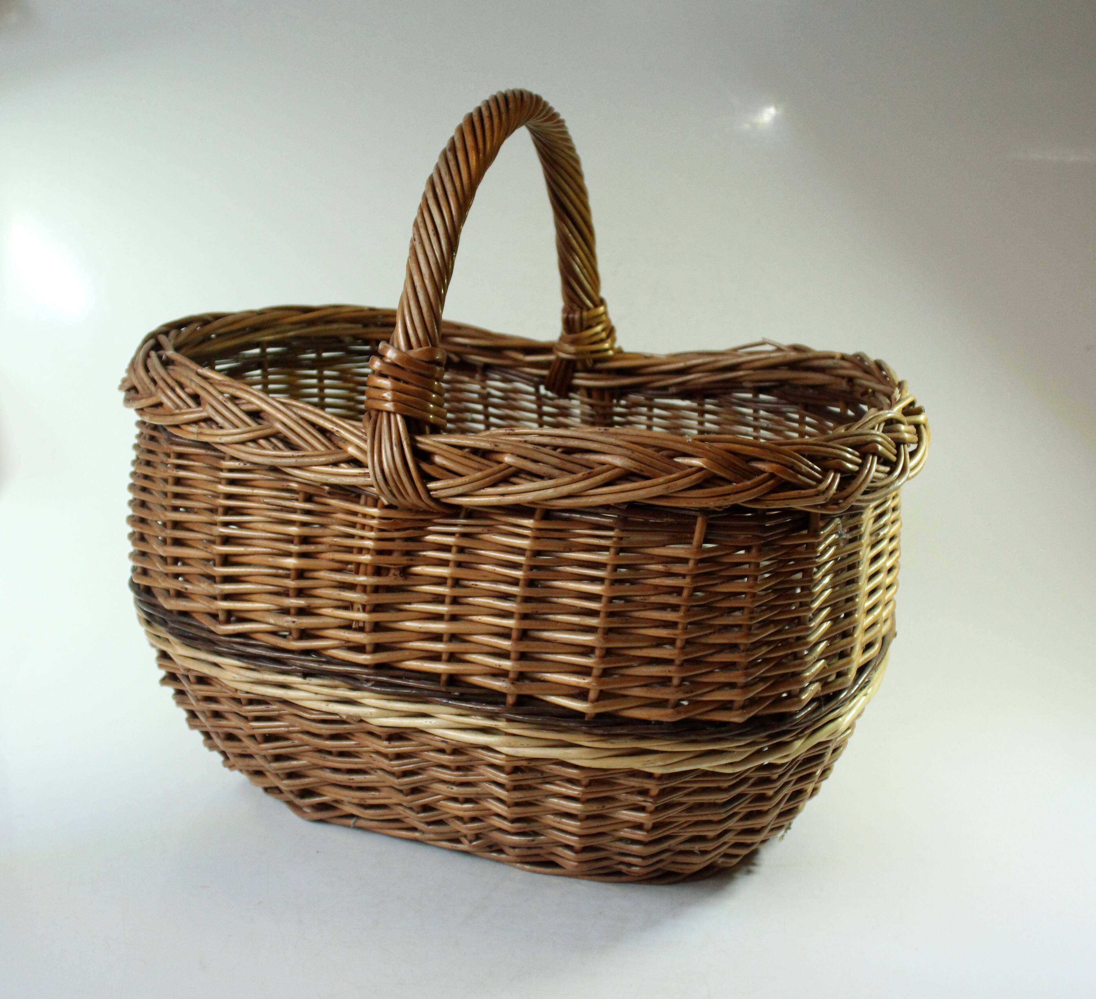Wicker shopping basket, braided, handmade, vintage