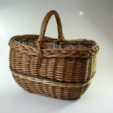 Wicker shopping basket, braided, handmade, vintage