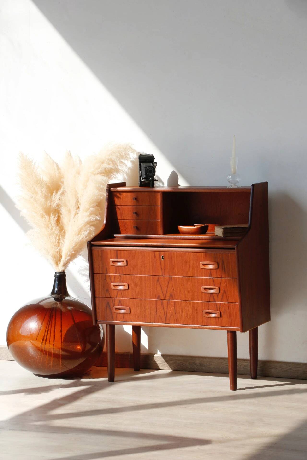 Danish vintage teak secretary | Restored Scandinavian desk
