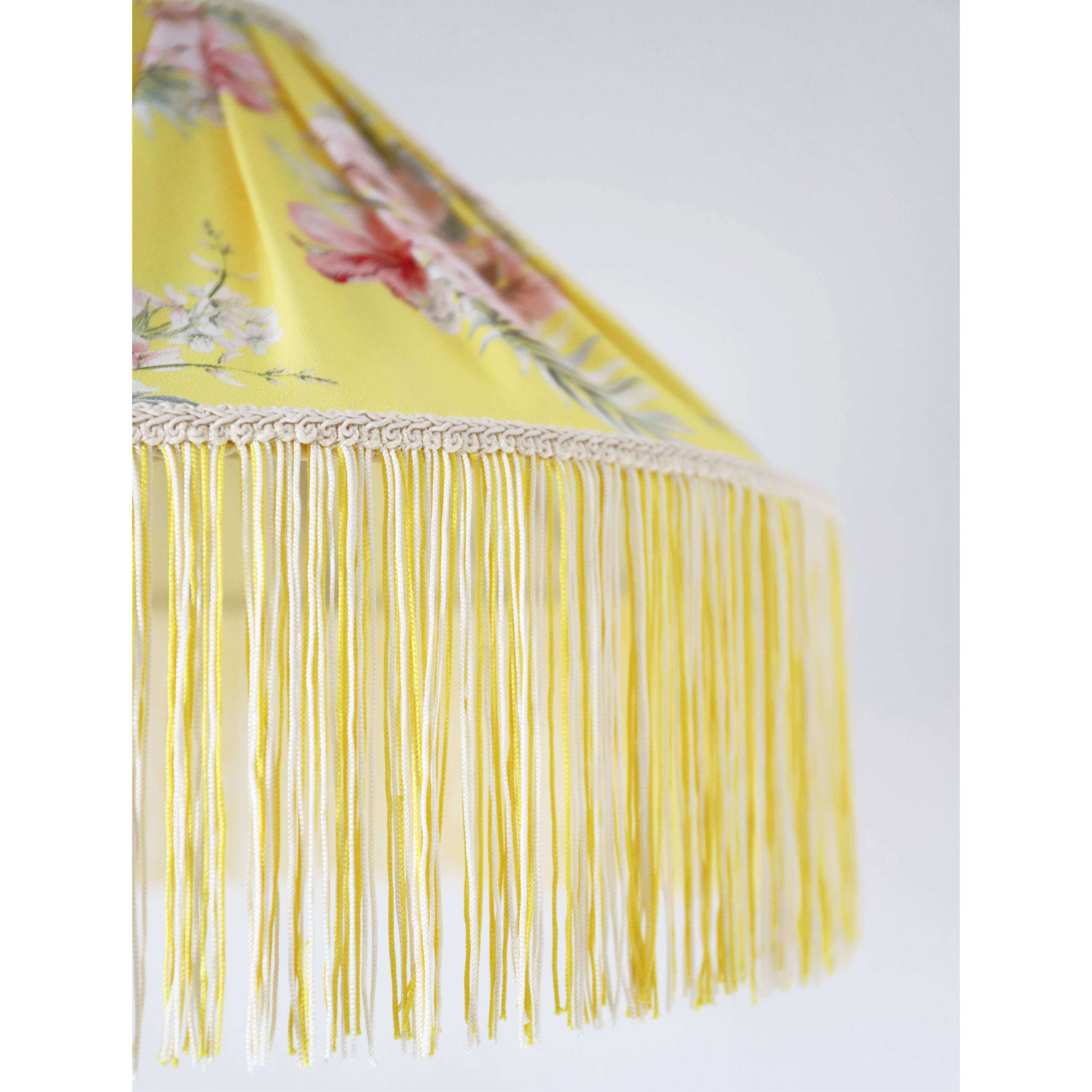 Vintage flared pendant light printed with fringes