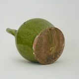 Orjol water pitcher pottery in green glazed terracotta. Pyrenees XIXth