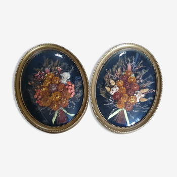 Domed frames dried flowers