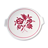 Plat à tartes à anses fleuris, Sarreguemines - Barbizon