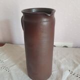 Vintage enameled stoneware pitcher signed