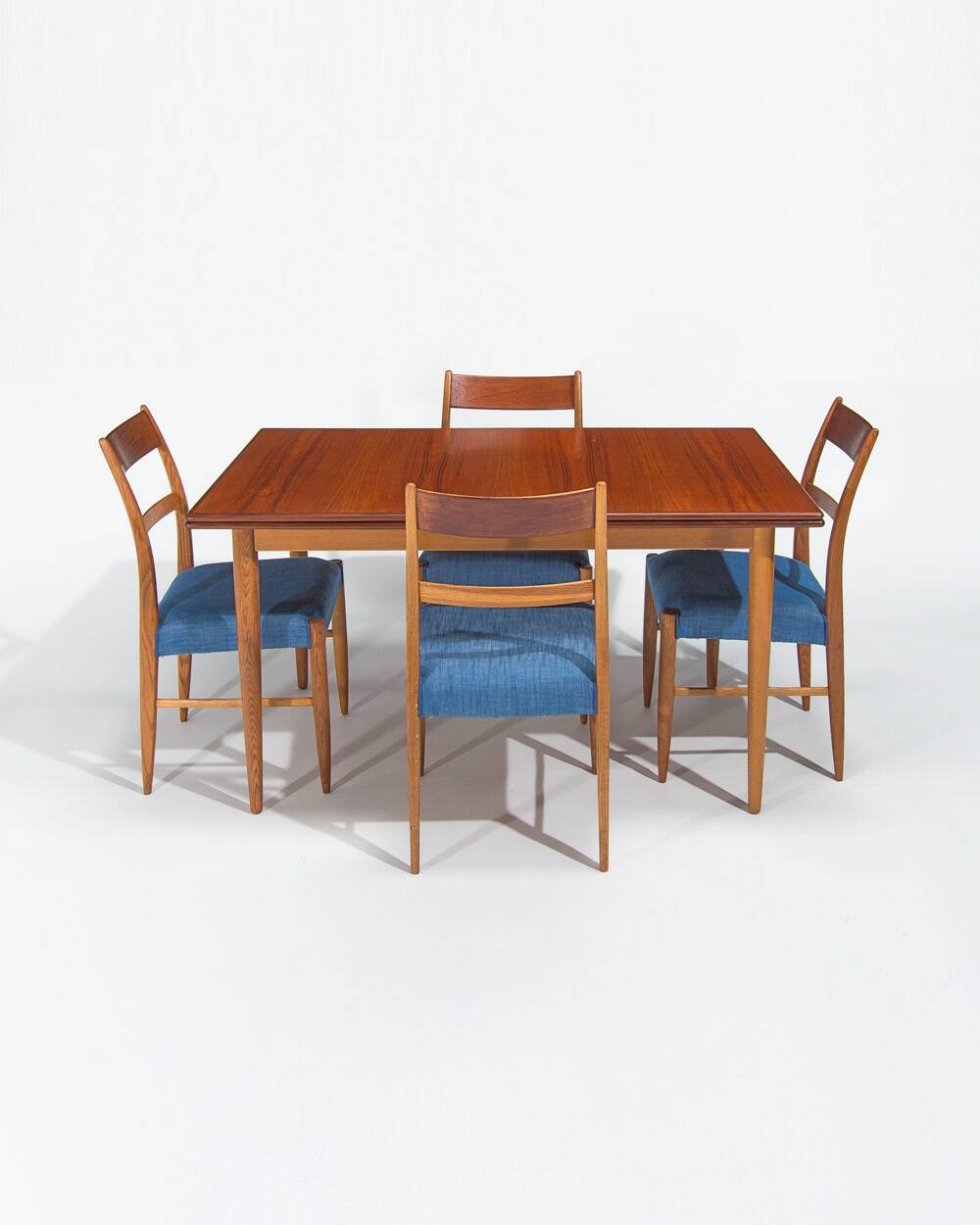 Danish Dining Set Table & Chairs in Teak & Oak, Mid Century Modern Design 1950's