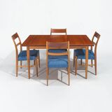 Danish Dining Set Table & Chairs in Teak & Oak, Mid Century Modern Design 1950's
