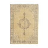 Handwoven antique anatolian beige rug 204 cm x 290 cm