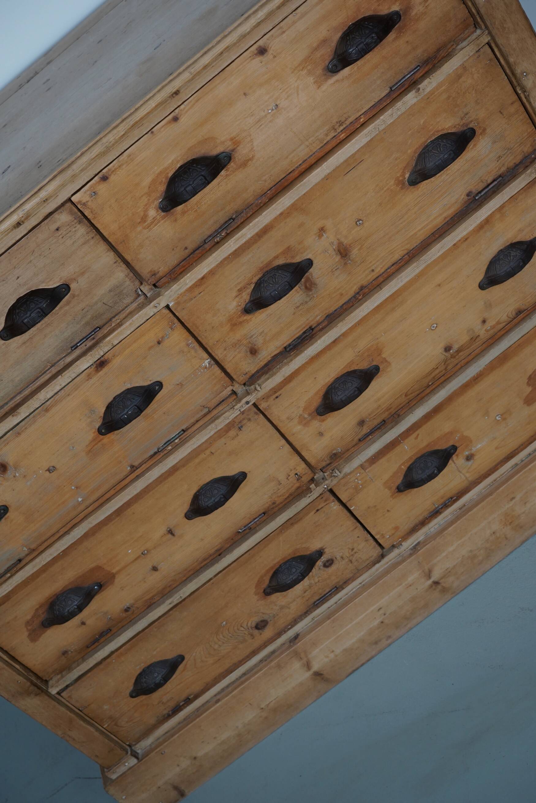 Antique German pine shop cabinet, early 20th century