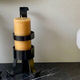 Pair of vintage brutalist iron candlesticks