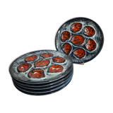 Set of six plates, oyster set, Pornic, 25 cm