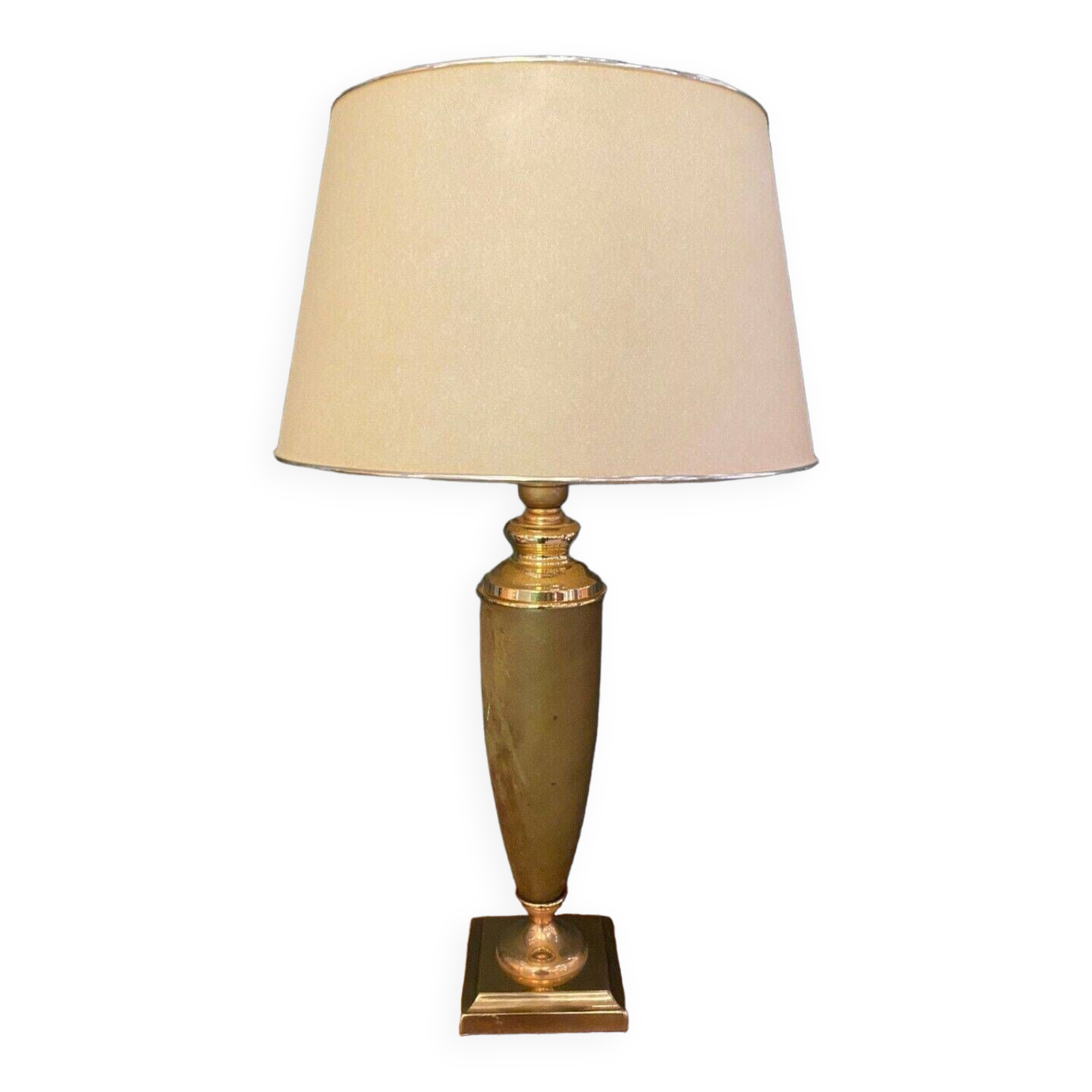 Leather and gold metal lamp from Le Dauphin 1970
