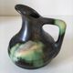 Ceramic pitcher Thulin Belgium flamed green black enamel