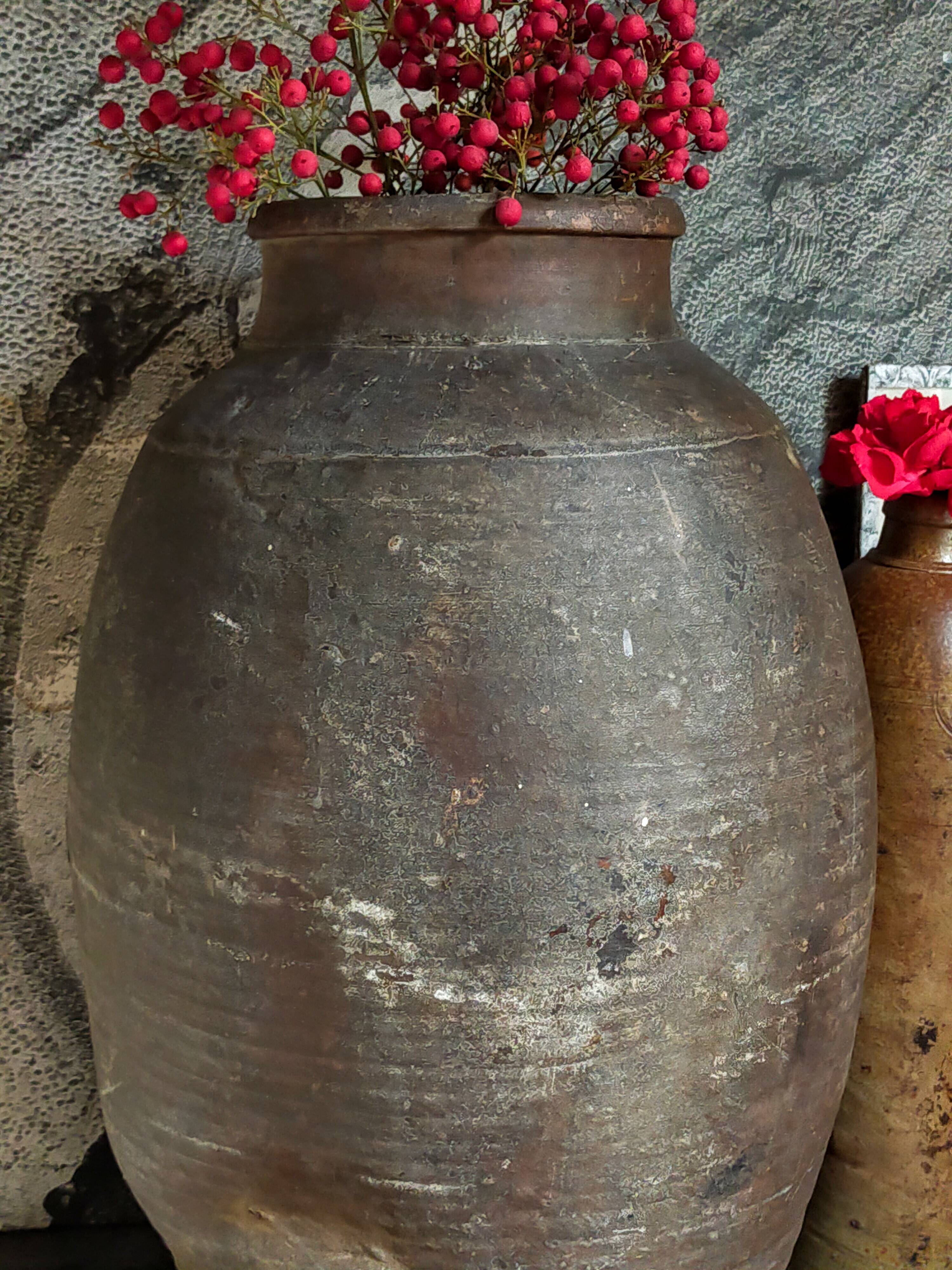 XXL traditional pottery old 19th century folk art 42 cm