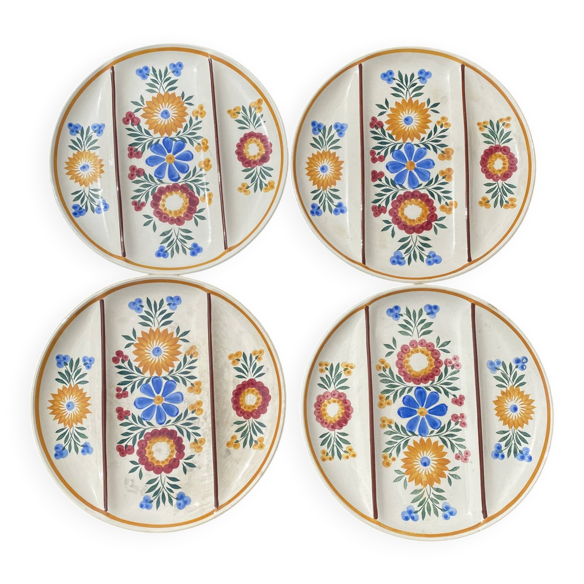 Assiettes décor floral peint Printemps