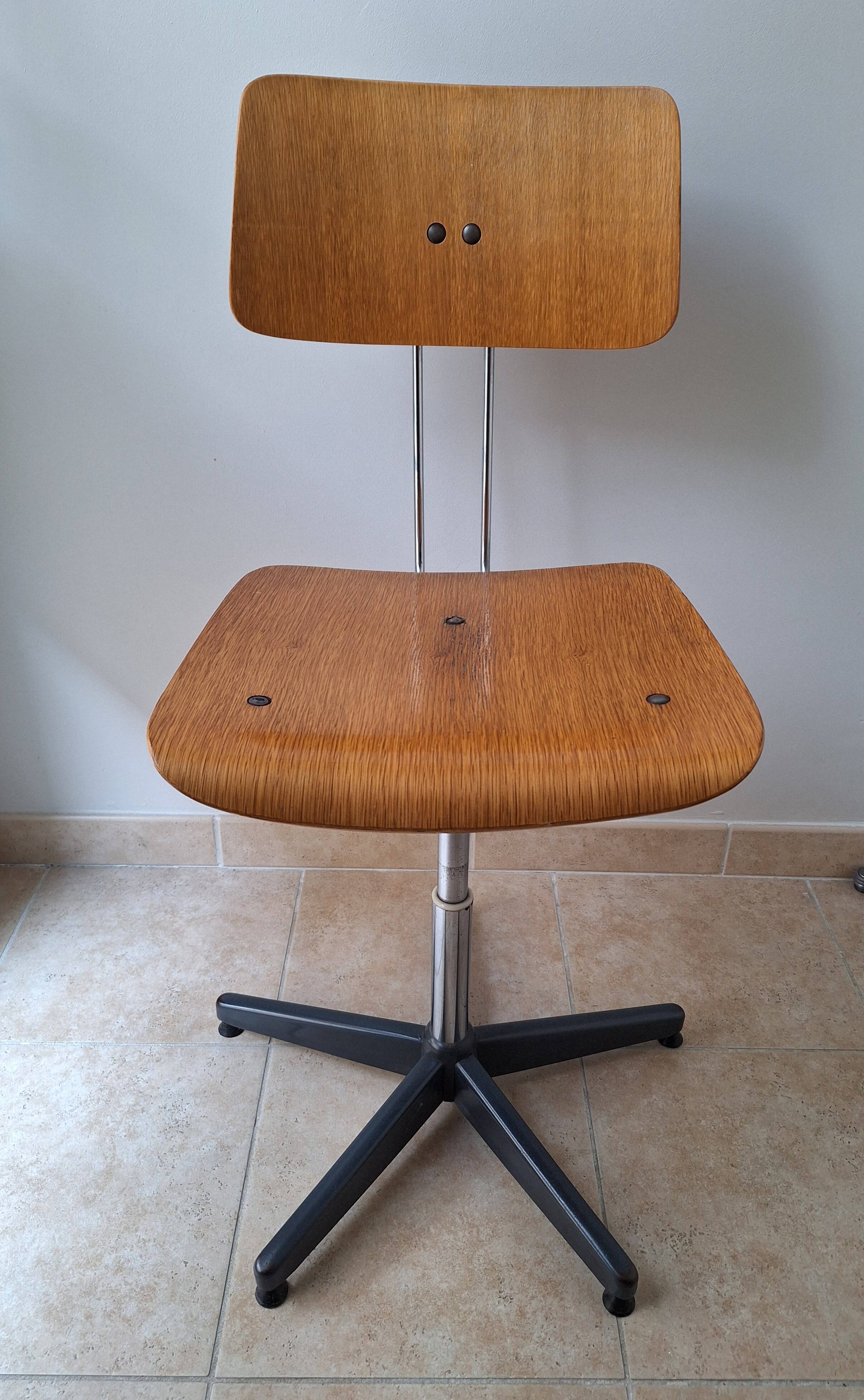 Mid-Century Industrial Office Chair Adjustable Swivel Vintage Stol Kamnik 60s/70s