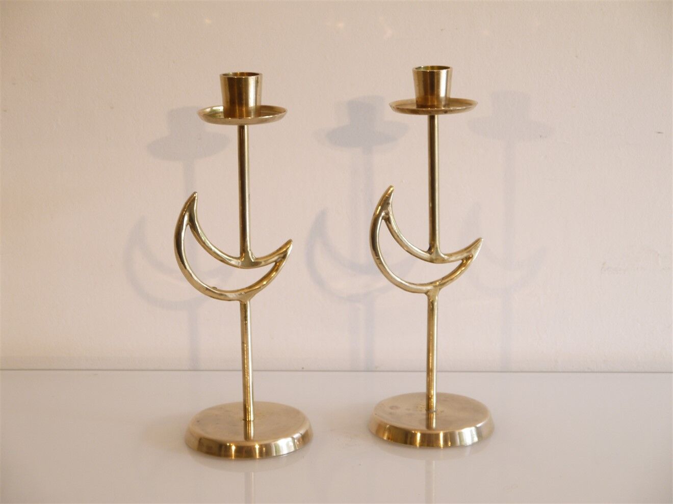 Pair of vintage 1960 brass candle holders