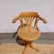 fauteuil tournant bois et cannage, vintage