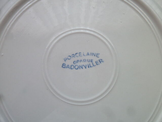 Set of 6 flat plates opaque porcelain from Badonviller