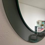 Decorative round wall mirror in smoked glass, Space Age Italian collectible