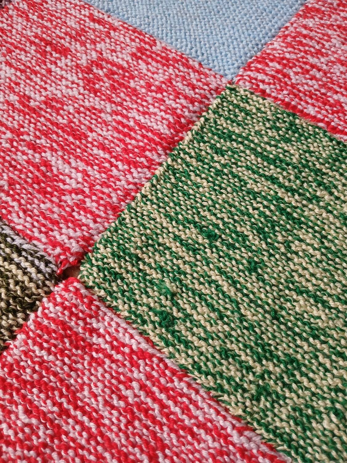 Plaid patchwork hand-knitted