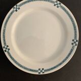 10 flat plates art deco Creil and Montereau model Nancy blue green gray