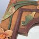 Petit miroir en bois ancien sculpté de fleurs 36x25