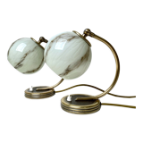 Pair of vintage lamp art deco bauhaus, 30s, marbled glass brass