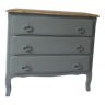 Vintage chest of drawers green of gray, 3 drawers, wooden tray.