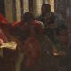 Ancient painting on a historical subject, oil on canvas, Italy 19th century.