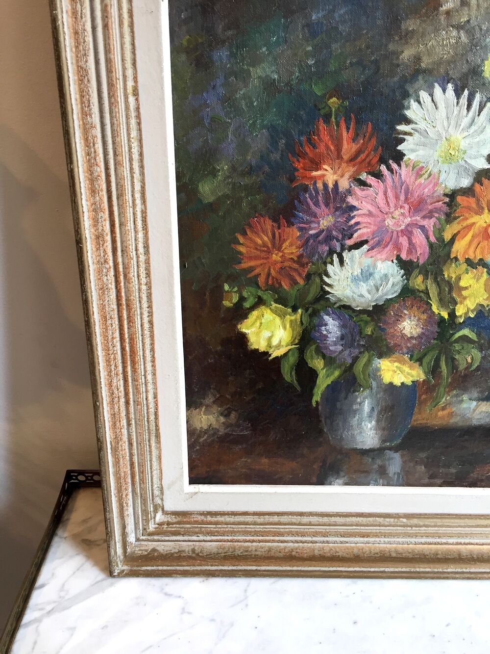 Bouquet of flowers oil on panel