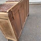 Renovated vintage art deco Parisian sideboard in solid wood and pink marble 160cm