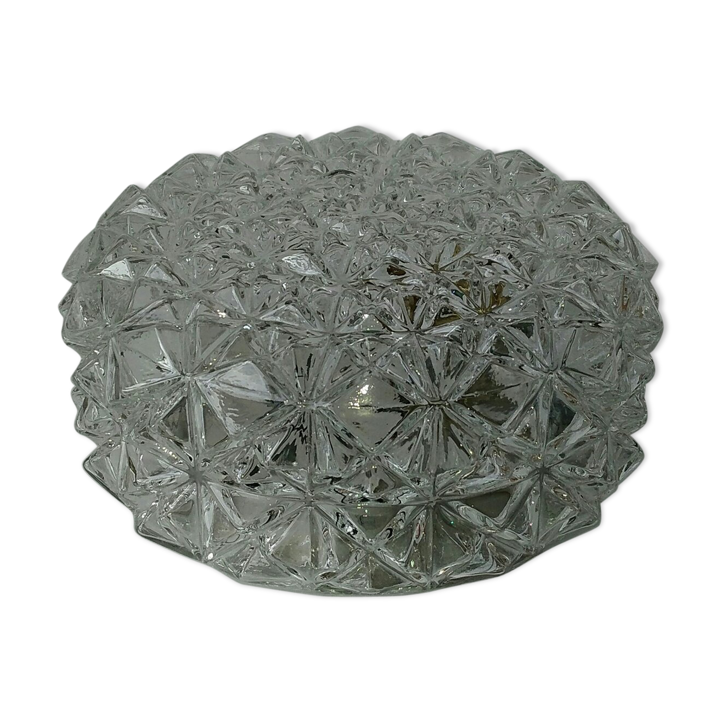 Round ceiling light glass chiseled 60s/70s never asked