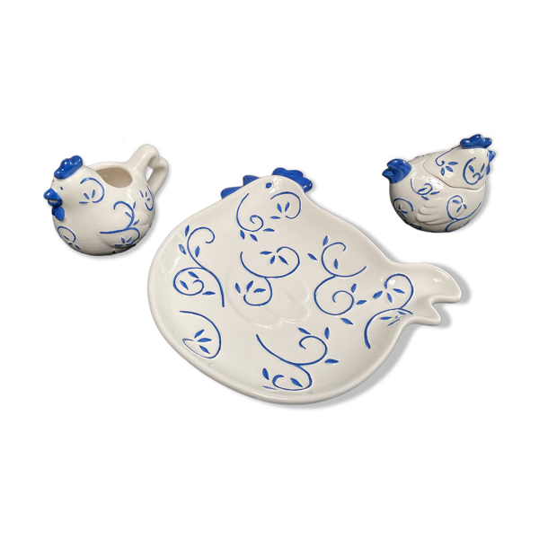 Ensemble Plat avec sucrier et crémier