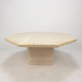 Italian Octagon Coffee Table in Travertine, 1980s