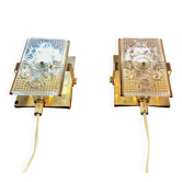 PAIR OF GLASS AND METAL WALL LIGHTS "SCANDINAVIAN DESIGN" 1950.