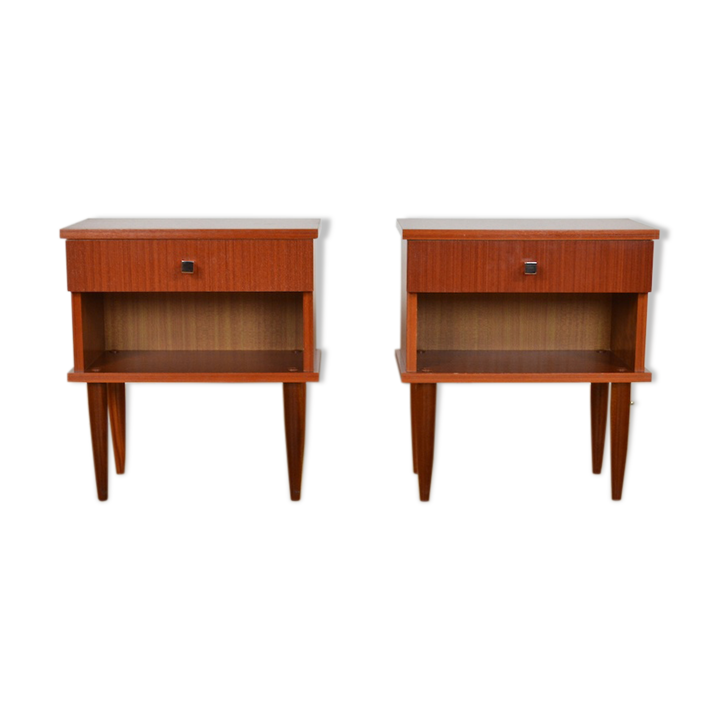 Pair of vintage bedsides in merisier 1960