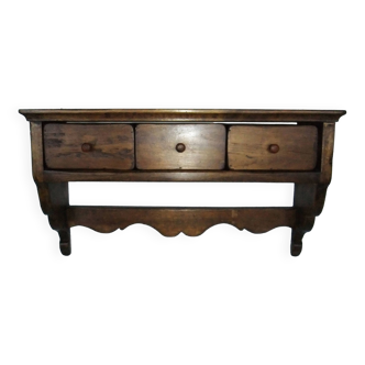 Curved wooden wall shelf storage drawers 69 cm