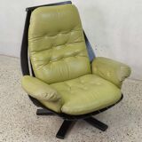 Leather swivel armchair