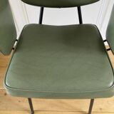 Chaise vintage à accoudoirs skaï vert