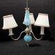 Turquoise opaline and vintage metal chandelier - 3 arms