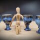Set 4 gobelets grès bleu
