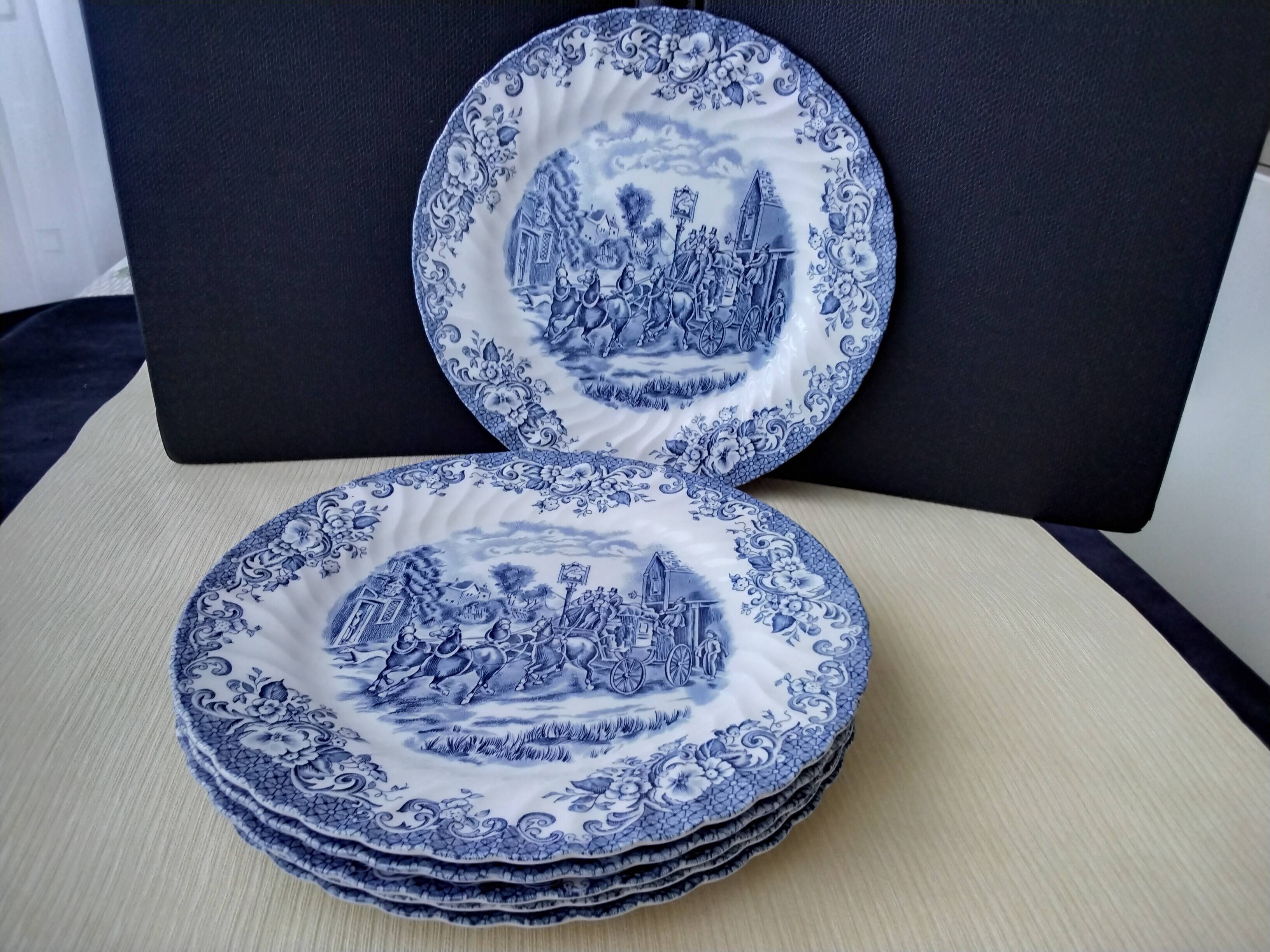 6 Johnson Bros Dinner Plates Model Coaching Scenes