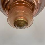 Vintage modernist chandelier, copper and glass, France 1930