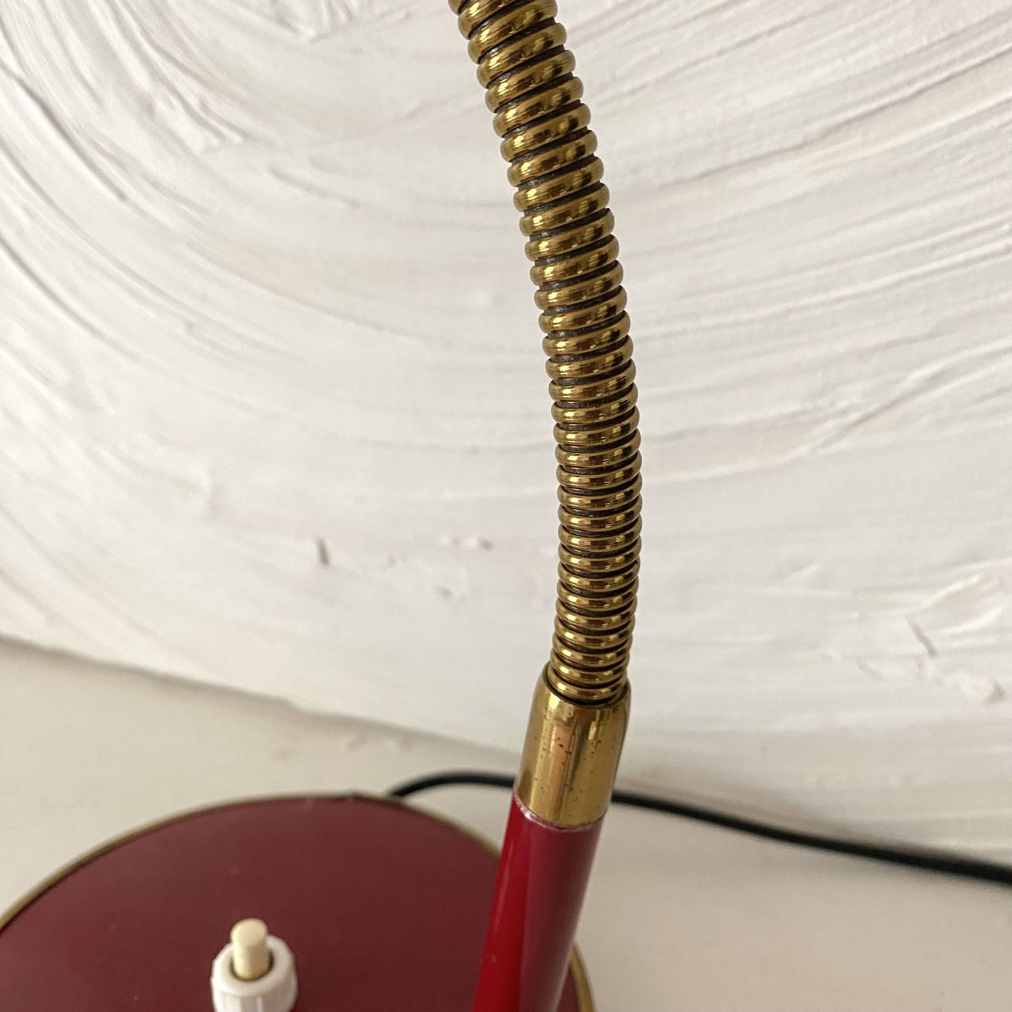 Articulated desk lamp, 1960s, burgundy and gold