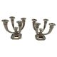 Art Deco French Nickeled Bronze Candlesticks by J. Leleu, 1930, Set of 2