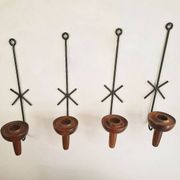 Vintage TEAK WALL SCONCE / lampett, candle holder, stylish, set of 4, 50s