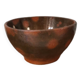 Vintage bowl, old enameled ceramic, wood fired