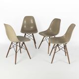 Greige Set (4) Herman Miller Vintage Original Eames DSW Side Shell Chairs