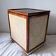 Burlap chest and varnished wood